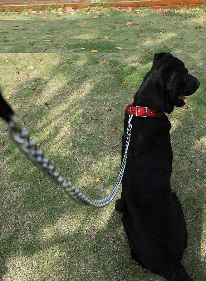 D&C PAWS طوق كلاب شديد التحمل من دي آند سي باوز - طوق كلاب معدني بسلسلة ومقبض مبطن للكلاب متوسطة وكبيرة الحجم (عبوة من قطعة واحدة) - Image 5